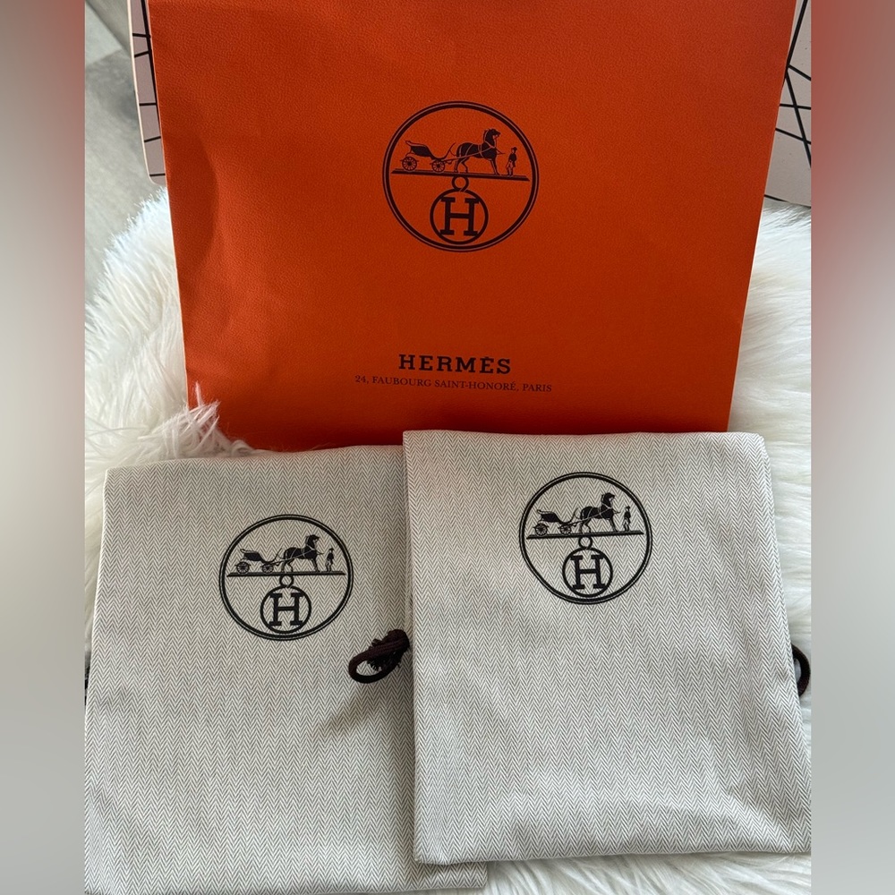 HERMES Brand new shoe dust bags with paper bag. ( Set of 2 ).